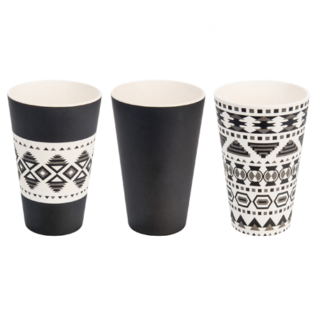 * NOVITA’ BAMBOO CUP SET * AZTEC WHITE BLACK